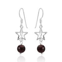 Load image into Gallery viewer, Ohrhänger Stein Perle dunkelrot 925er Sterling Silber Katzenauge Sterne 3D - chic-net.de
