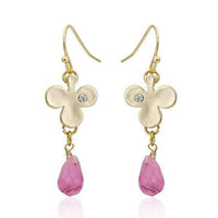 Load image into Gallery viewer, Ohrringe 18 karat vergoldet Kristall Kreuz Tropfen Stein rosa facettiert nickelfrei - chic-net.de
