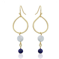 Cargar imagen en el visor de la galería, Ohrringe 18 karat vergoldet Lapis weiß blau Stein Perlen Tropfen nickelfrei gold - chic-net.de
