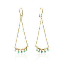 Cargar imagen en el visor de la galería, Ohrringe 18 karat vergoldet Tortenstück Form Ketten Perlen Stein grün nickelfrei - chic-net.de
