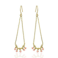 Cargar imagen en el visor de la galería, Ohrringe 18 karat vergoldet Tortenstück Form Ketten Perlen Stein rosa nickelfrei - chic-net.de
