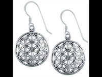 Load image into Gallery viewer, Ohrringe 24 mm versilbert Blume des Lebens Messing Silber glänzend rund Damen - chic-net.de
