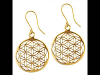 Load image into Gallery viewer, Ohrringe Blume des Lebens Messing antik golden Tribal Ohrhänger nickelfrei Schmuck flower of life - chic-net.de
