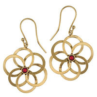 Load image into Gallery viewer, Ohrringe Blume glänzend spiralig Jaspis rot Messing antik golden Tribal Ohrhänger nickelfrei - chic-net.de
