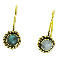 Load image into Gallery viewer, Ohrringe Blume Perlen 8 mm Labradorit Messing Brass antik golden Tribal Ohrhänger nickelfrei - chic-net.de
