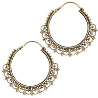 Load image into Gallery viewer, Ohrringe Bögen Punkte Raute Tribal Messing Brass antik golden nickelfrei Schmuck Piercing - chic-net.de
