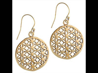 Load image into Gallery viewer, Ohrringe dick Blumen Blume des Lebens rund Messing antik golden nickelfrei Tribal Brass - chic-net.de
