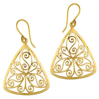 Load image into Gallery viewer, Ohrringe Dreieck Mandel Spiralen Messing antik golden Tribal Brass Ohrhänger nickelfrei Schmuck - chic-net.de
