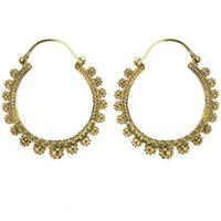 Cargar imagen en el visor de la galería, Ohrringe dunkel Kreise Blumen rund Messing Brass antik golden Tribal nickelfrei Schmuck Piercing - chic-net.de
