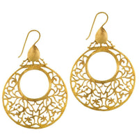 Load image into Gallery viewer, Ohrringe gebürstet Kreis Tropfen Ranken Messing antik golden nickelfrei Tribal Ohrhänger - chic-net.de
