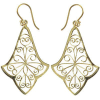 Cargar imagen en el visor de la galería, Ohrringe Glockenblume Spiralen glänzend Messing antik golden Damen Ohrhänger nickelfrei Tribal Brass - chic-net.de
