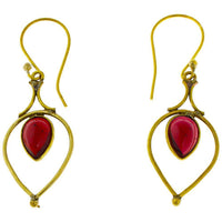 Cargar imagen en el visor de la galería, Ohrringe Granat Tropfen umgedreht Bögen Messing antik golden Damen Ohrhänger nickelfrei Tribal - chic-net.de
