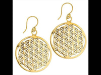 Load image into Gallery viewer, Ohrringe große Blume des Lebens Messing antik golden Tribal Ohrhänger nickelfrei flower of life - chic-net.de
