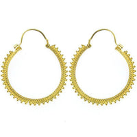 Load image into Gallery viewer, Ohrringe hell Punkte Dreiecke rund Brass Messing antik golden nickelfrei Tribal Schmuck Piercing - chic-net.de
