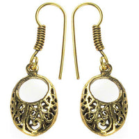 Load image into Gallery viewer, Ohrringe hohl oval Kreis Spiralen Messing antik golden Ohrhänger nickelfrei dunkel Tribal Piercing - chic-net.de
