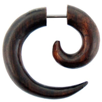 Cargar imagen en el visor de la galería, Ohrringe Holz Fake Piercing Spiralen Edelstahl Dehnschnecken - chic-net.de
