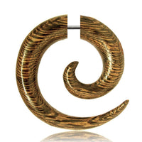 Cargar imagen en el visor de la galería, Ohrringe Holz Fake Piercing Spiralen Edelstahl Dehnschnecken - chic-net.de
