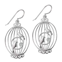 Load image into Gallery viewer, Ohrringe Käfig spiralig Vögel Silberohrringe 925er Sterling Silber Damen Ohrhänger Schmuck - chic-net.de
