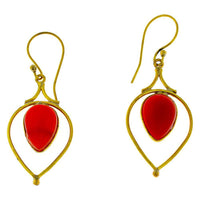 Load image into Gallery viewer, Ohrringe Karneol Tropfen umgedreht Bögen Messing antik golden Damen Ohrhänger nickelfrei Tribal - chic-net.de
