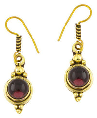 Load image into Gallery viewer, Ohrringe Kreis Amethyst Punkte Dreiecke Messing Brass antik golden Tribal Ohrhänger - chic-net.de
