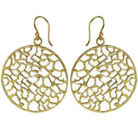 Load image into Gallery viewer, Ohrringe Kreis ungleichmäßig Muster 33 mm Messing golden Tribal nickelfrei Ohrhänger Brass antik - chic-net.de
