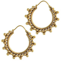 Load image into Gallery viewer, Ohrringe Kugel Dreiecke Tribal Messing Brass antik golden nickelfrei Schmuck Piercing - chic-net.de
