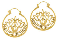 Load image into Gallery viewer, Ohrringe Lotusblume Kreis Rand Messing Brass antik golden Tribal Schmuck - chic-net.de
