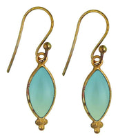 Load image into Gallery viewer, Ohrringe Mandel Chalzedon Messing antik golden Tribal Ohrhänger nickelfrei Brass Schmuck - chic-net.de
