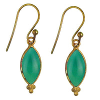 Load image into Gallery viewer, Ohrringe Mandel grüner Onyx Messing antik golden Tribal Ohrhänger Brass Schmuck - chic-net.de
