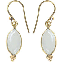 Load image into Gallery viewer, Ohrringe Mandel Mondstein Dreieck Messing antik golden Tribal Ohrhänger nickelfrei Brass Schmuck - chic-net.de
