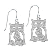 Load image into Gallery viewer, Ohrringe matt Eule Blume weiß Silberohrringe 925er Sterling Silber Damen Ohrhänger Schmuck - chic-net.de
