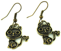 Cargar imagen en el visor de la galería, Ohrringe Messing Damen Ohrhänger Kupfer Ohrschmuck Schmuck Katze Kopf groß - chic-net.de
