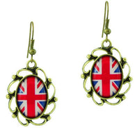 Load image into Gallery viewer, Ohrringe Messing Damen Ohrhänger Kupfer Ohrschmuck Schmuck Motiv Flagge UK - chic-net.de
