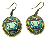 Cargar imagen en el visor de la galería, Ohrringe Messing Damen Ohrhänger Kupfer Ohrschmuck Schmuck oval Raisin Eule - chic-net.de
