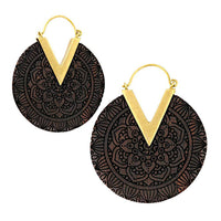 Load image into Gallery viewer, Ohrringe Narra Holz Brass gold Zacke Blume Mandala - chic-net.de
