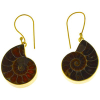 Load image into Gallery viewer, Ohrringe Nautilus Schnecke Messing antik golden Ohrhänger nickelfrei Tribal Resin Schmuck Brass - chic-net.de
