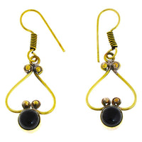 Load image into Gallery viewer, Ohrringe Onyx rund Herz Bögen Perlen Messing antik golden Damen Ohrhänger nickelfrei Schmuck Tribal - chic-net.de
