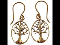 Load image into Gallery viewer, Ohrringe Oval fein Baum Äste Messing glänzend antik golden Tribal Ohrhänger - chic-net.de
