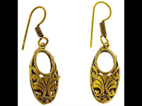 Cargar imagen en el visor de la galería, Ohrringe oval Muschel hohl Messing dunkel antik golden nickelfrei Piercing Tribal Schmuck - chic-net.de
