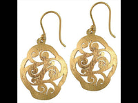 Load image into Gallery viewer, Ohrringe oval Wölbungen gebürstet Spiralen Messing antik golden nickelfrei Tribal Brass - chic-net.de
