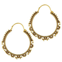 Load image into Gallery viewer, Ohrringe Punkte Spiralen liegend oxidiert rund Messing Brass antik golden Tribal nickelfrei Piercing - chic-net.de
