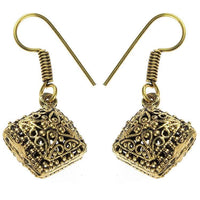 Load image into Gallery viewer, Ohrringe Raute Kreuz Punkte hohl Messing antik golden Tribal Ohrhänger nickelfrei dunkel Piercing - chic-net.de
