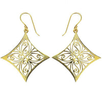 Load image into Gallery viewer, Ohrringe Raute Mandel Spiralen Messing Brass antik golden Tribal Ohrhänger nickelfrei Schmuck - chic-net.de
