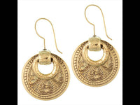 Load image into Gallery viewer, Ohrringe rund Ringe Muster Blüten oxidiert glänzend Messing antik golden Ohrhänger nickelfrei Tribal - chic-net.de
