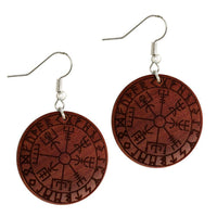 Load image into Gallery viewer, Ohrringe Sawoholz rund Edelstahl Silber Bügel dunkle Gravur - chic-net.de
