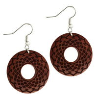 Load image into Gallery viewer, Ohrringe Sawoholz rund Edelstahl Silber Bügel dunkle Gravur - chic-net.de
