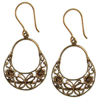 Load image into Gallery viewer, Ohrringe Schmetterling Blumen Kreis Rand Messing Brass antik golden Tribal Schmuck - chic-net.de
