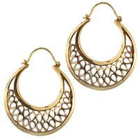 Load image into Gallery viewer, Ohrringe Sichel Tropfen Brass Messing antik golden nickelfrei Tribal Piercing Schmuck - chic-net.de
