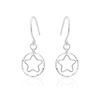 Cargar imagen en el visor de la galería, Ohrringe Silberohrringe 925er Sterling Silber Damen Ohrhänger Stern Kreis - chic-net.de
