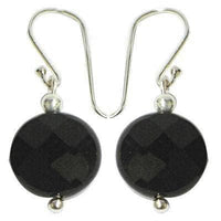 Cargar imagen en el visor de la galería, Ohrringe Silberohrringe Onyx 925er Sterling Silber Damen Ohrhänger schwarz Scheibe geschliffen - chic-net.de
